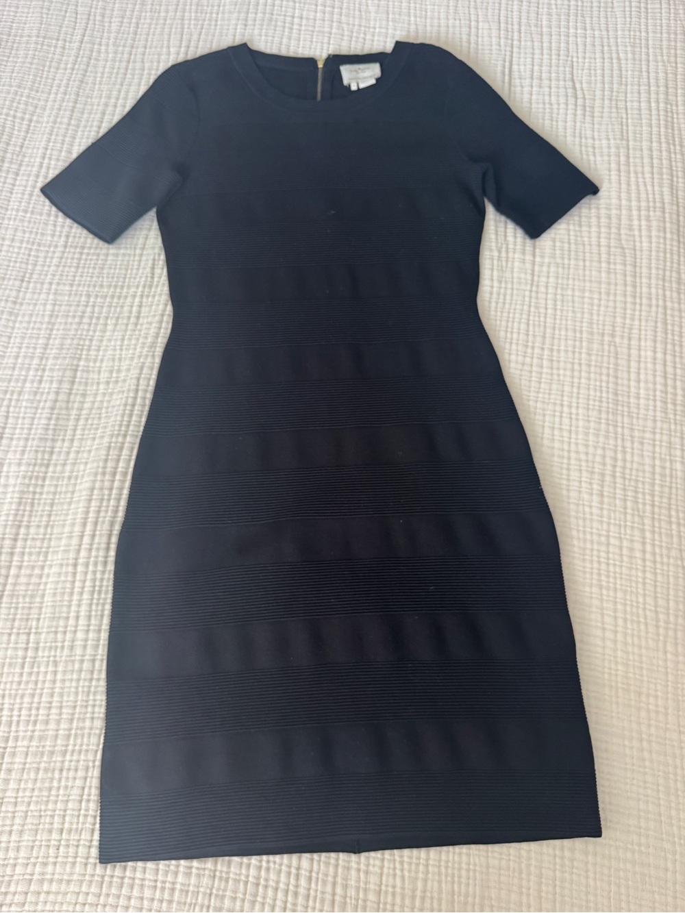 kate spade Black Short-Sleeve Textured Sheath Dress